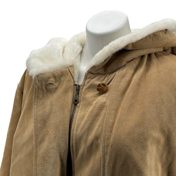 J.G. Hook Women's Penny Lane Coat Leather Fur Hood SZ L Boho Hippie Yellowstone - Picture 7 of 11
